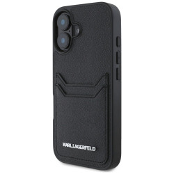 Karl Lagerfeld HC Grained PU Cardslot Metal Elong for iPhone 16 / black