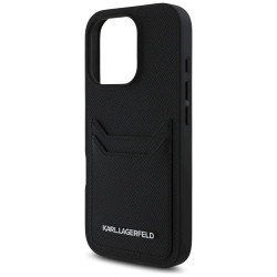 Karl Lagerfeld HC Grained PU Cardslot Metal Elong Case for iPhone 16 Pro / black