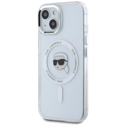 Karl Lagerfeld IML Metal Karl Head MagSafe Case for iPhone 15 Plus / white