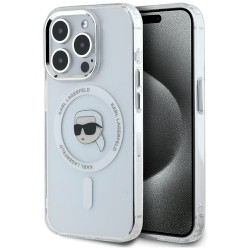 Karl Lagerfeld IML Metal Karl Head MagSafe Case for iPhone 15 Pro Max / white