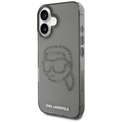 Karl Lagerfeld IML Rhinestones Karl Head Case for iPhone 16 / black