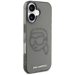 Karl Lagerfeld IML Rhinestones Karl Head Case for iPhone 16 / black
