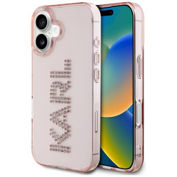Karl Lagerfeld IML Rhinestones Logo Case for iPhone 16 / pink