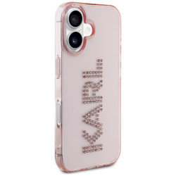 Karl Lagerfeld IML Rhinestones Logo Case for iPhone 16 / pink
