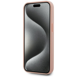 Karl Lagerfeld Leather Monogram Metal Logo MagSafe Case for iPhone 15 / pink
