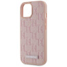 Karl Lagerfeld Leather Monogram Metal Logo MagSafe Case for iPhone 15 / pink