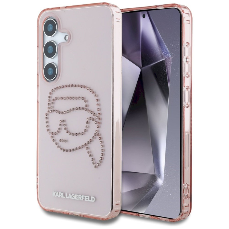 Karl Lagerfeld Rhinestones K. Head Logo Case for Samsung Galaxy S25 / pink
