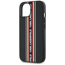 Karl Lagerfeld Saffiano Athleisure Stripes Cord Case for iPhone 15 / red