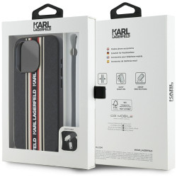 Karl Lagerfeld Saffiano Athleisure Stripes Cord Case for iPhone 15 Pro Max / red