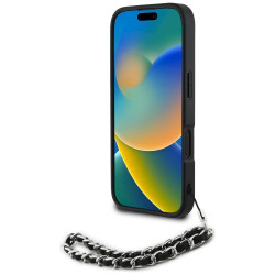 Karl Lagerfeld Saffiano Crystals w/Chain Case for iPhone 16 / black