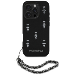 Karl Lagerfeld Saffiano Crystals w/Chain Case for iPhone 16 Pro / black