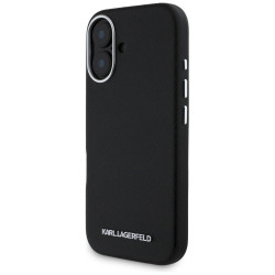 Karl Lagerfeld Saffiano Full Wrapped Elongated Metal Logo MagSafe Case for iPhone 16 / black