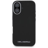 Karl Lagerfeld Saffiano Full Wrapped Elongated Metal Logo MagSafe Case for iPhone 16 / black