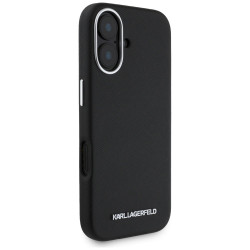 Karl Lagerfeld Saffiano Full Wrapped Elongated Metal Logo MagSafe Case for iPhone 16 / black