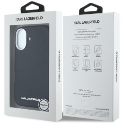 Karl Lagerfeld Saffiano Full Wrapped Elongated Metal Logo MagSafe Case for iPhone 16 / black