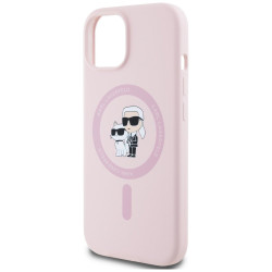 Karl Lagerfeld Silicone Karl&Choupette MagSafe Case for iPhone 15 Plus / pink