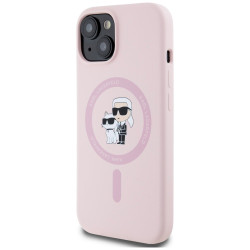 Karl Lagerfeld Silicone Karl&Choupette MagSafe Case for iPhone 15 / pink
