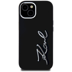 Karl Lagerfeld Silicone Metal Script Logo Case for iPhone 15 / black