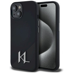 Karl Lagerfeld Silicone Shadow Metal Initial MagSafe Case for iPhone 15 / black
