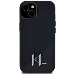 Karl Lagerfeld Silicone Shadow Metal Initial MagSafe Case for iPhone 15 / black