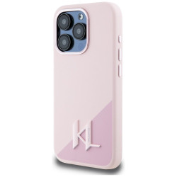 Karl Lagerfeld Silicone Shadow Metal Initial MagSafe Case for iPhone 15 Pro Max / pink
