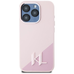 Case Karl Lagerfeld Silicone Shadow Metal Initial MagSafe for iPhone 15 Pro / pink