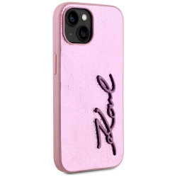 Case Karl Lagerfeld Wrinkled Metal Signature for iPhone 15 / pink