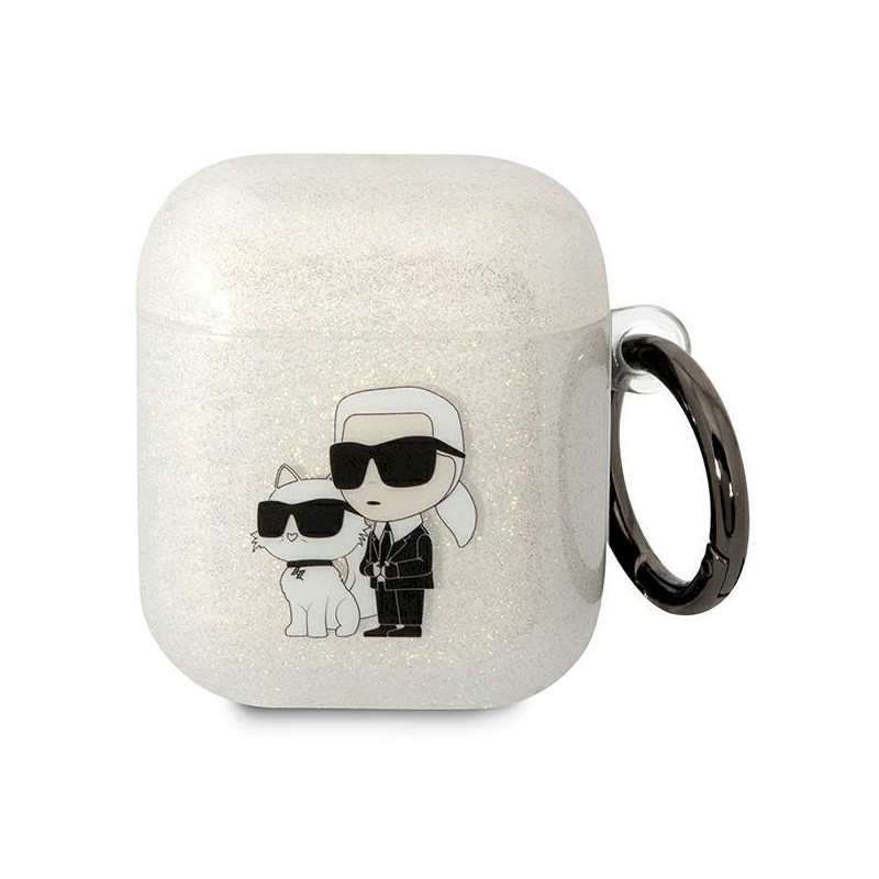 Karl Lagerfeld KLA2HNKCTGT Airpods 1/2 cover transparent Glitter Karl&Choupette