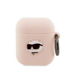 Karl Lagerfeld KLA2RUNCHP AirPods 1/2 cover Silicone Choupette Head 3D / pink