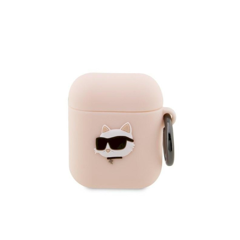 Karl Lagerfeld KLA2RUNCHP AirPods 1/2 cover Silicone Choupette Head 3D / pink