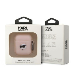 Karl Lagerfeld KLA2RUNCHP AirPods 1/2 cover Silicone Choupette Head 3D / pink