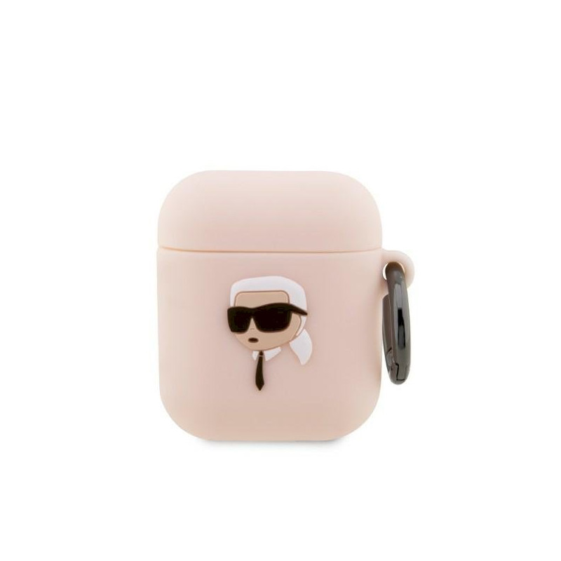 Karl Lagerfeld KLA2RUNIKP AirPods 1/2 cover Silicone Karl Head 3D / pink
