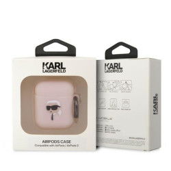 Karl Lagerfeld KLA2RUNIKP AirPods 1/2 cover Silicone Karl Head 3D / pink