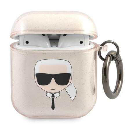 Karl Lagerfeld KLA2UKHGD AirPods cover Glitter Karl`s Head / gold