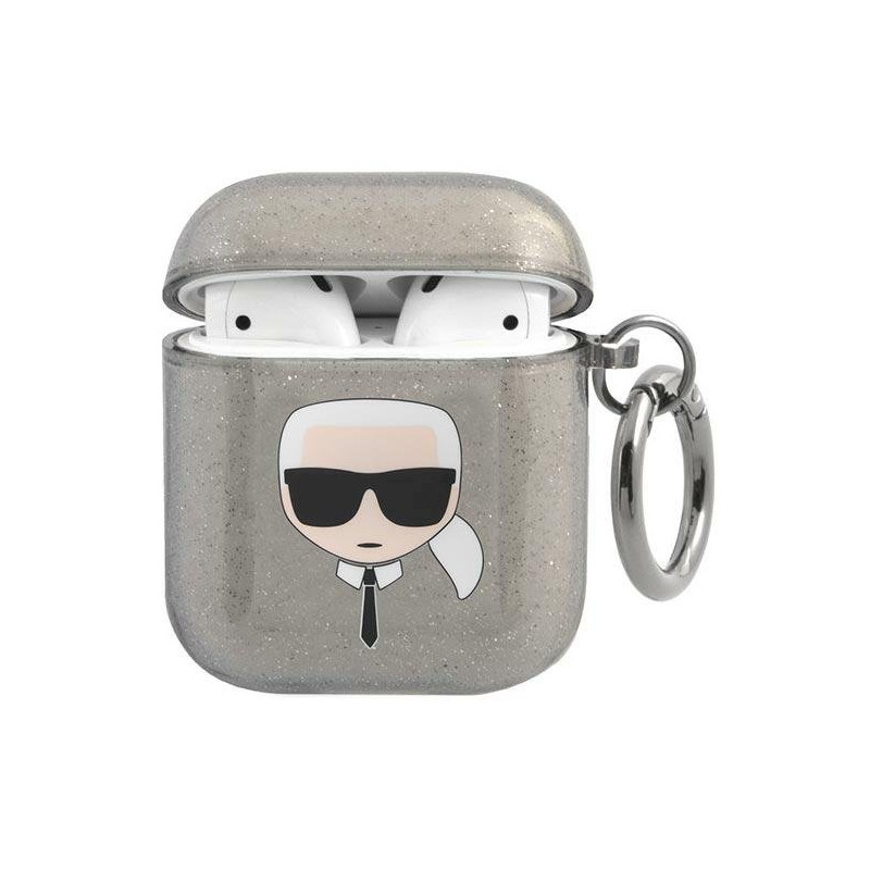 Karl Lagerfeld KLA2UKHGK AirPods cover Glitter Karl`s Head / black