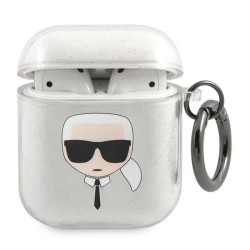 Karl Lagerfeld KLA2UKHGS AirPods cover Glitter Karl`s Head / silver