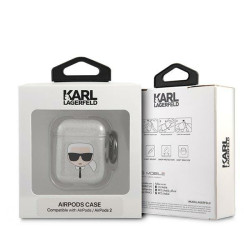 Karl Lagerfeld KLA2UKHGS AirPods cover Glitter Karl`s Head / silver