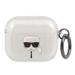 Karl Lagerfeld KLA3UKHGS AirPods 3 cover Glitter Karl`s Head / silver