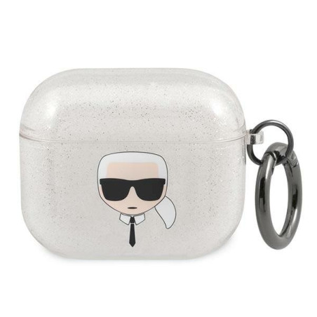 Karl Lagerfeld KLA3UKHGS AirPods 3 cover Glitter Karl`s Head / silver