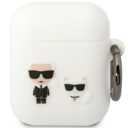Karl Lagerfeld KLACA2SILKCW AirPods 1/2 Silicone Karl & Choupette Cover / white