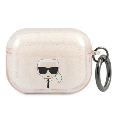 Karl Lagerfeld KLAPUKHGD AirPods Pro Cover Gold Glitter Karl`s Head