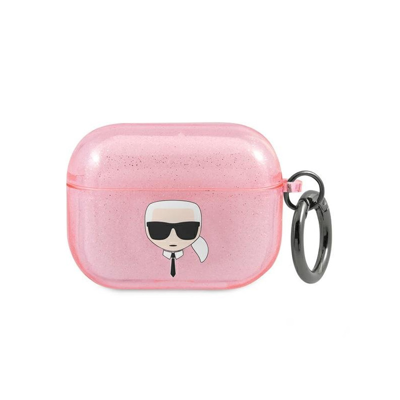 Karl Lagerfeld KLAPUKHGP AirPods Procover Glitter Karl`s Head / pink