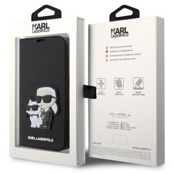 Karl Lagerfeld KLBKP14LSANKCPK Saffiano Karl & Choupette Bookcase for iPhone 14 Pro 6.1" / black