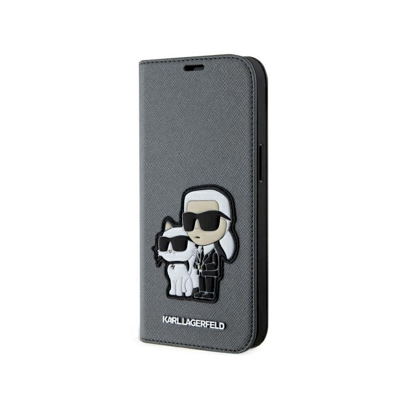 Karl Lagerfeld KLBKP14SSANKCPG Book Case for iPhone 14/15/13 6.1" / silver