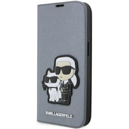 Karl Lagerfeld KLBKP14XSANKCPG bookcase for iPhone 14 Pro Max 6.7" / silver