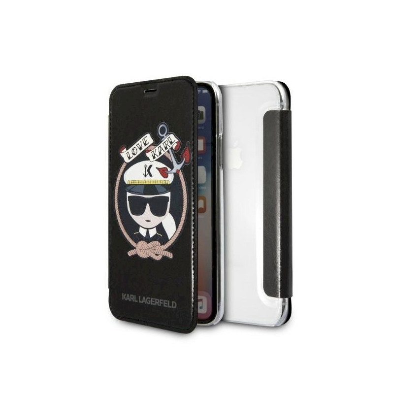 Karl Lagerfeld KLFLBKPXKSB Book Case Signature Glitter for iPhone X/Xs / black