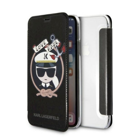 Karl Lagerfeld KLFLBKPXKSB Book Case Signature Glitter for iPhone X/Xs / black