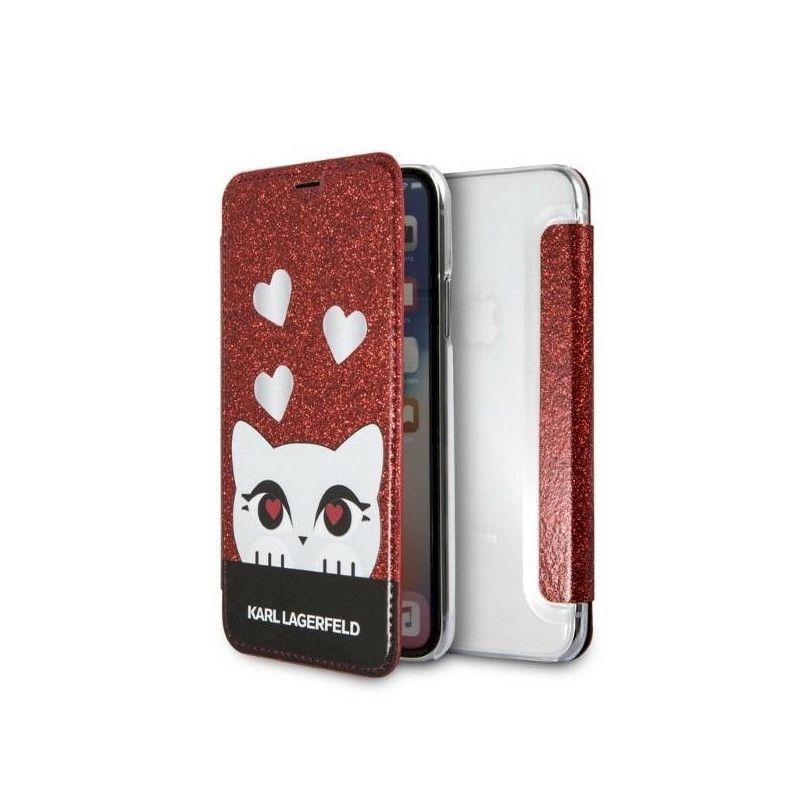 Karl Lagerfeld KLFLBKPXVDCRE Book Case for iPhone X/XS / red