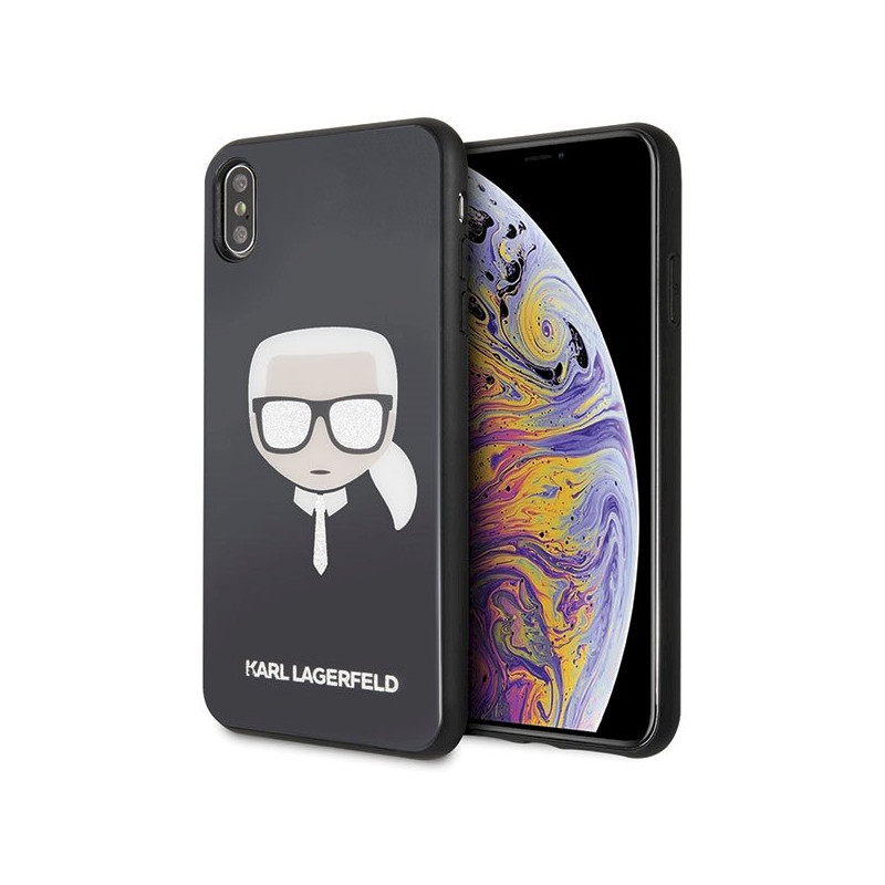 Karl Lagerfeld KLHCI65DLHBK Iconic Glitter Karl`s Head for iPhone XsMax / black