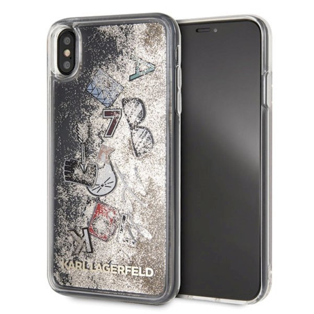 Karl Lagerfeld KLHCI65KSICGO Iconic Liquid Glitter Hard Case for iPhone Xs Max / gold
